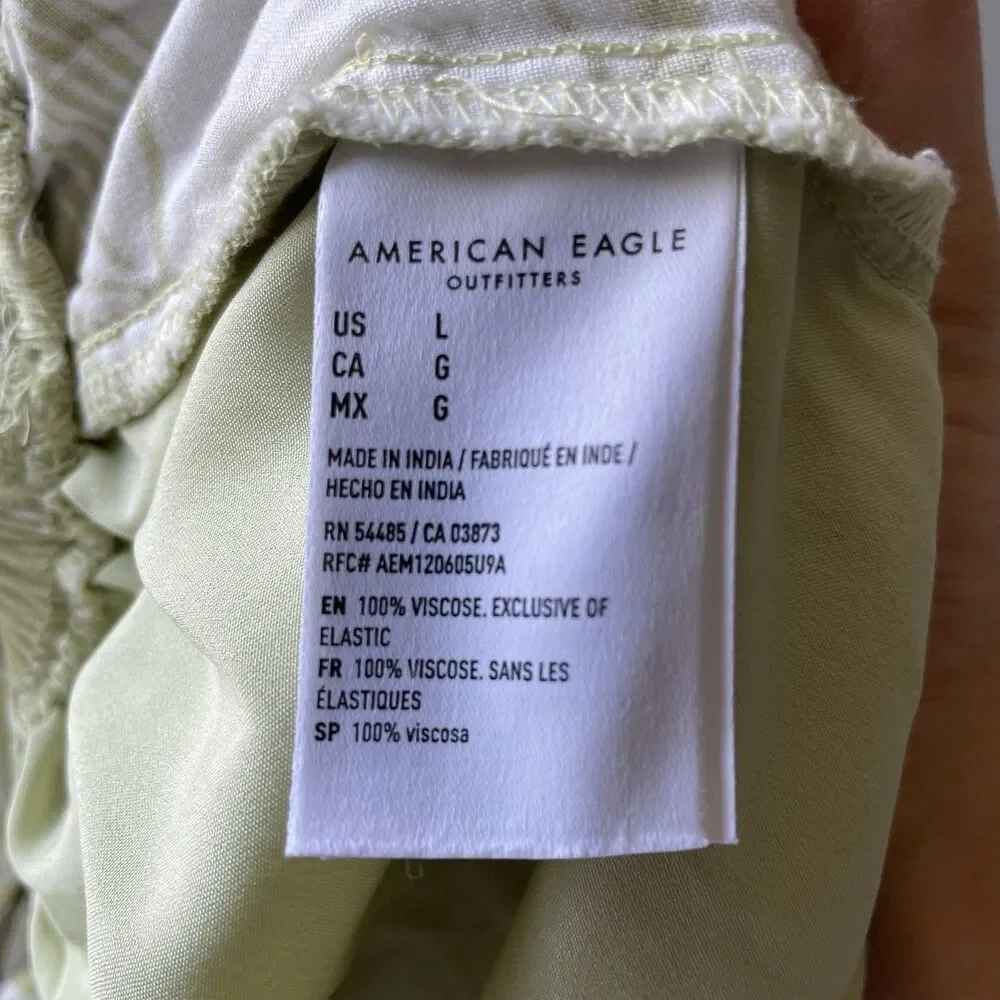 American Eagle Jumpsuit Tropical Floral Print Green White Backless Women's Large - Picture 13 of 13